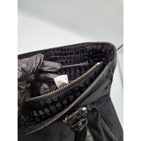 MCM Black Nylon Tote Bag Satchel Purse Handbag with Crocodile Trim‎ - Picture 11 of 11